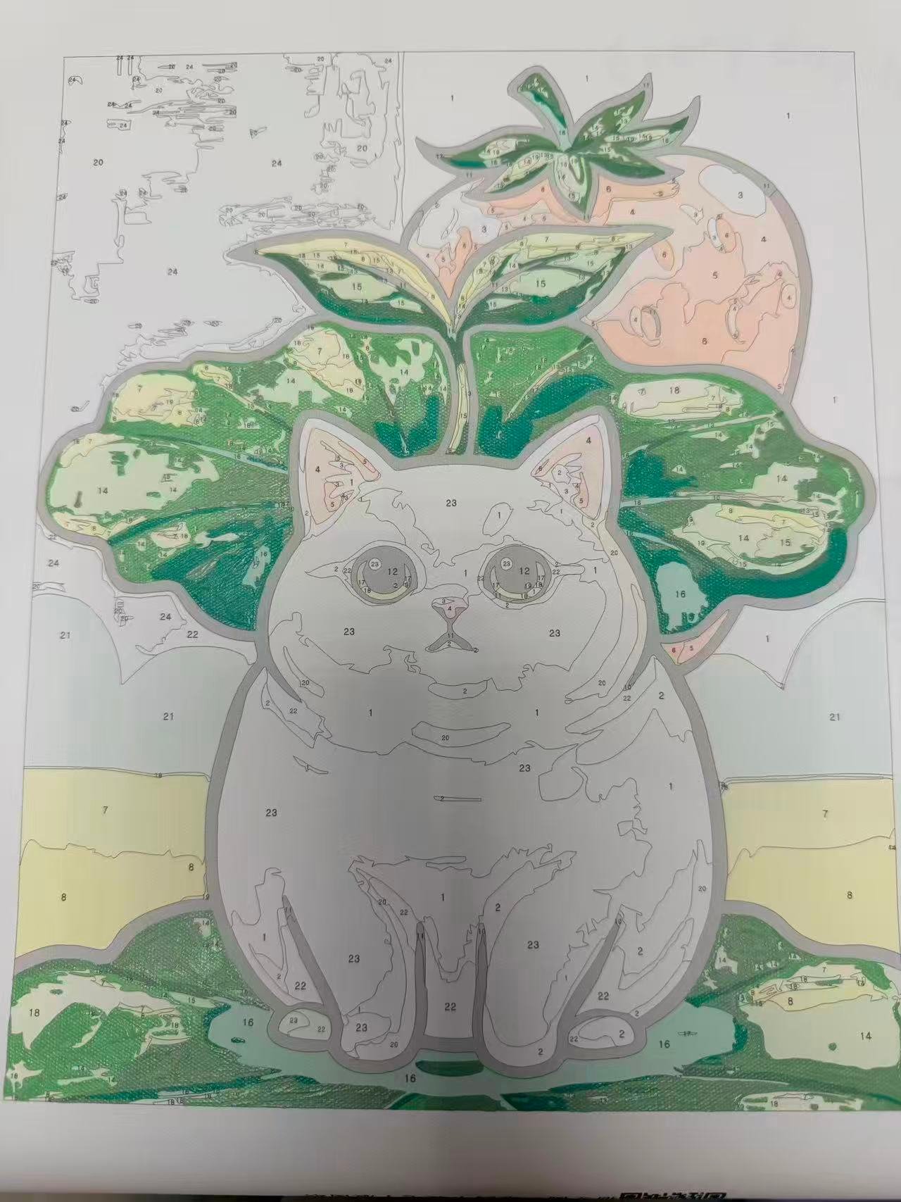Cute Kawaii Strawberry Cat Paint by Numbers Kit - Adorable Anime DIY Canvas Art | JapanDreamlife - Image 6