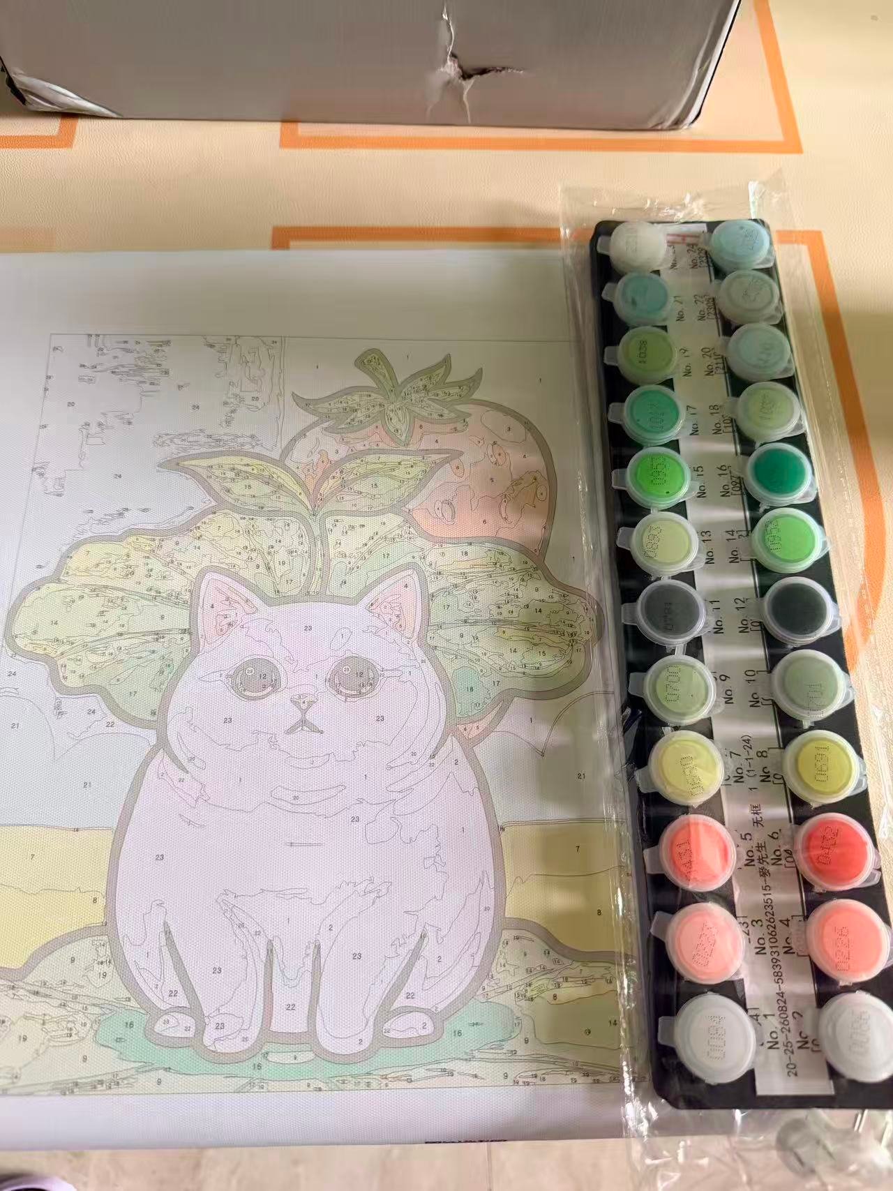 Cute Kawaii Strawberry Cat Paint by Numbers Kit - Adorable Anime DIY Canvas Art | JapanDreamlife - Image 7